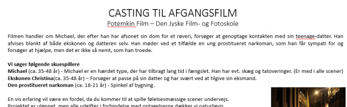 Job: SKUESPILLERE SØGES TIL AFGANGSFILM!